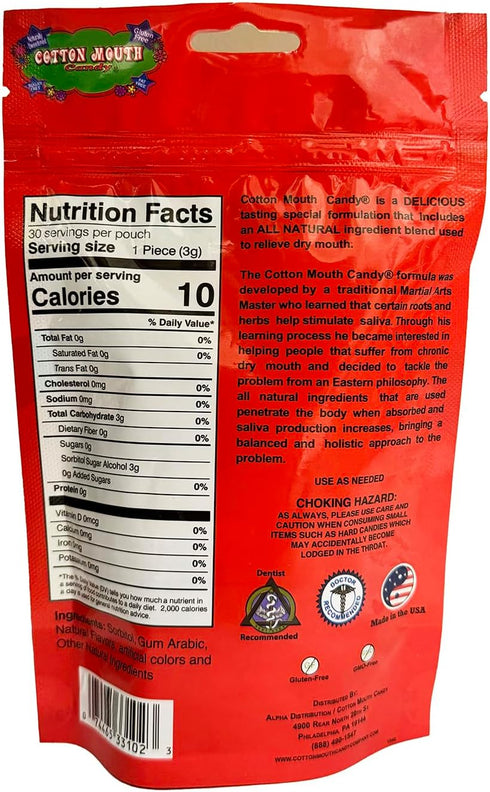 Cotton Mouth Candy Dry Mouth Relief Fruit Mix 3.3 Ounce Bag (2 Bags) | Sugar Free, Gluten Free, Delicious Fruit Flavor,
