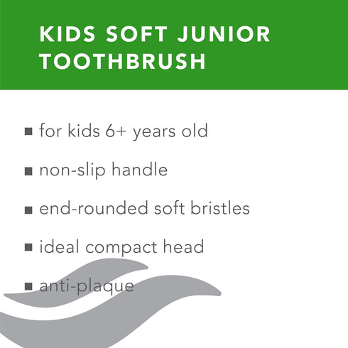 Premium Oral Care Kids Toothbrush - Soft Junior for Ages 6 and Up, Pack of 3, Colors May Vary