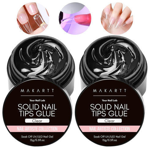 Makartt Solid Nail Glue Gel: Nail Glue for Press on Nails (2pcs), Strong Fake Nail Bonding Gel