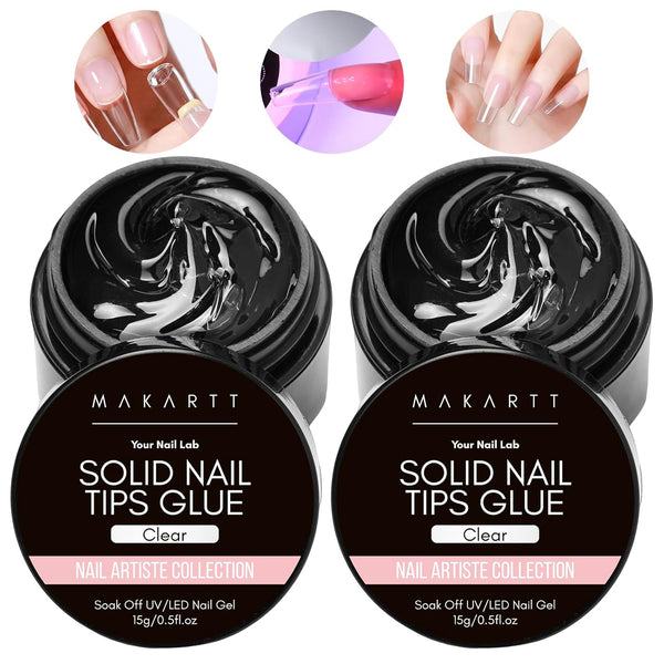 Makartt Solid Nail Glue Gel: Nail Glue for Press on Nails (2pcs), Strong Fake Nail Bonding Gel
