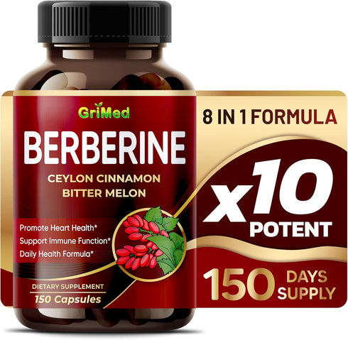 Berberine Supplement 9,500mg with Ceylon Cinnamon, Supports Healthy Immune System, Made in USA