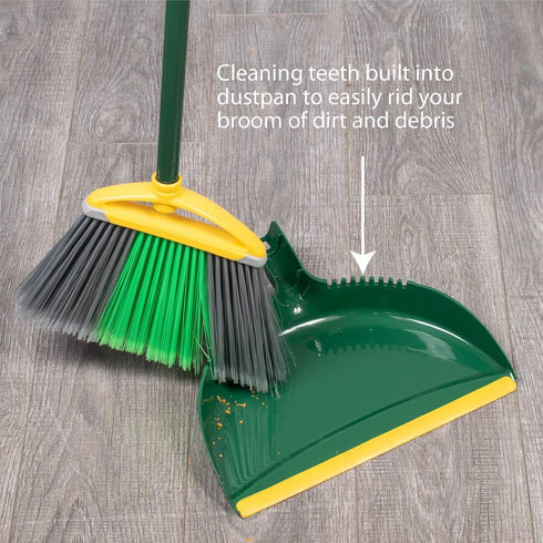 Pine-Sol Jumbo Dustpan, 13.2” Heavy Duty Dust Pan with Rubber Edge, Clip-On Design Attaches to Standard Broom Sticks