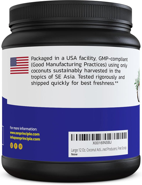 Large 12 Oz. Coconut Activated Charcoal Powder for Whitening Teeth, Rejuvenating Skin, and Better Digestion