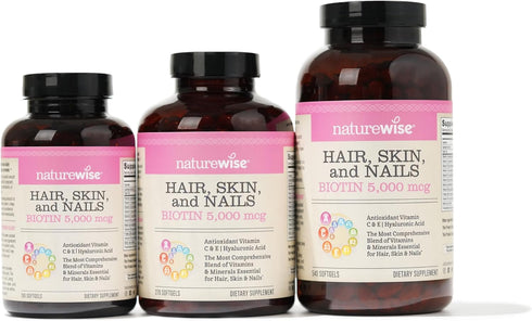 NatureWise Hair Skin and Nails Vitamin - Biotin 5000mcg with Hyaluronic Acid, Multivitamin for Women with Vitamin C, B