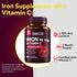 Iron Supplement for Women Men, High Potency 65mg with Vitamin C 250mg, Vegan, Non-GMO, 60 Tablets
