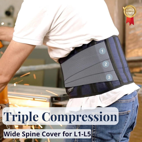 AVESTON Lower Back Brace for Back Pain Relief - Breathable Lumbar Support Belt for Men and Women, Large Size 38-45 inch