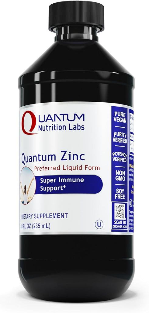 Quantum Nutrition Labs Zinc - Liquid Zinc Drops, 25mg Zinc Tincture for Adults, 8 Fl Oz Bottle for Immune Support