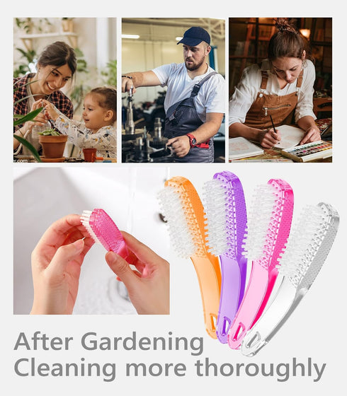 Nail Brush for Cleaning Fingernails - 4 Pack Handle Grip Nail Brushes for Cleaning Nails and Toes for Women and Men