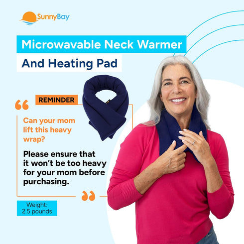 SunnyBay Microwavable Heating Pads, Neck and Shoulder Wrap, 2.5 lbs, 26x5 Inches, Navy Blue