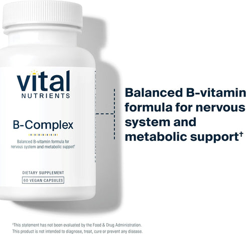 Vital Nutrients Vitamin B-Complex, Vegan High-Potency Methylated B Complex Vitamins, 60 Capsules