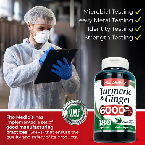 FITO MEDIC'S Lab Turmeric and Ginger 6000 mg | 180 Caps | Ultra High Absorption