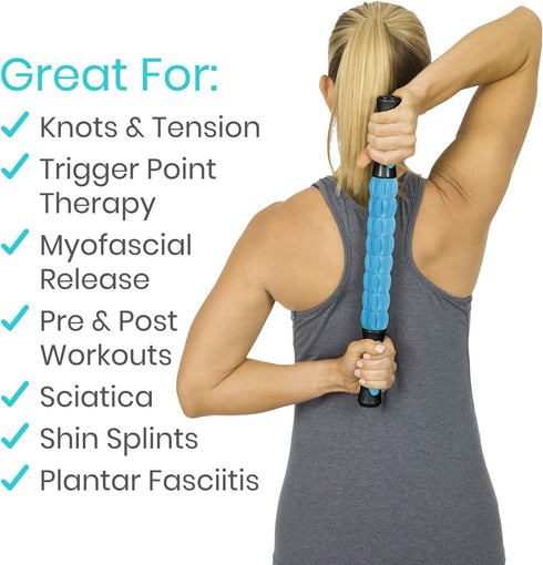 Vive Massage Stick Roller for Muscle, Back, Legs - Deep Tissue Body Fascia Massager for Hamstring, Calf, Neck Pain