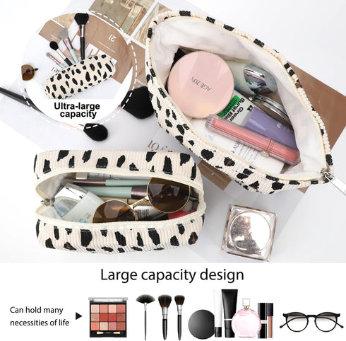 Large Capacity Checkered Makeup Bag, Cute Cosmetic Pouch for Purse, Travel Toiletry Organizer for Women