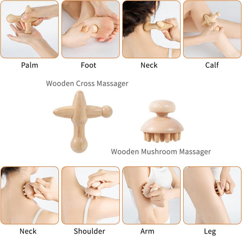 7 Pack Wood Therapy Massage Tools Set for Body Shaping, Cellulite Massager, Maderoterapia Kit Colombiana, Lymphatic