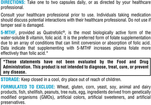 XYMOGEN 5 MTHF - 3,400 mcg DFE Bioactive Folate Supplement - 60 Capsules