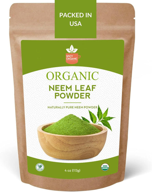 Neem Powder, 4 oz - Certified USDA Organic, Non-GMO, Fresh Dried Neem Leaves for Healthy Hair and Skin