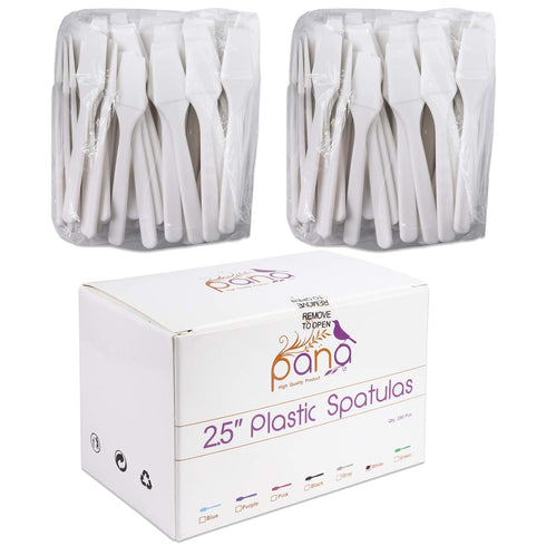 PANA 200pcs Disposable Plastic Spatulas for Cosmetic Make Up, 2.5" Skin Care Facial Cream Mask (WHITE-200 Pieces)