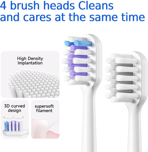 X1 4 5 60-Day IPX7 Sonic Electric Toothbrush for Adults - Sweeping & Vibrating, Rechargeable, Brush Heads, Cleaning