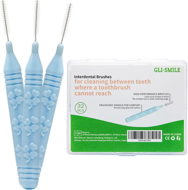 Slim Interdental Brushes, 32PCS Orthodontic Brushes for Braces, Oral Dental Hygiene Flosser for Deep Cleaning