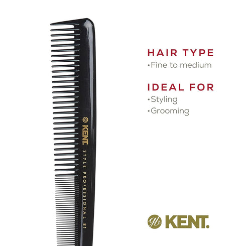 Kent SPC81 Salon-Style Dressing Cutting Comb, Professional Barber Haircut Comb for All Hair Types
