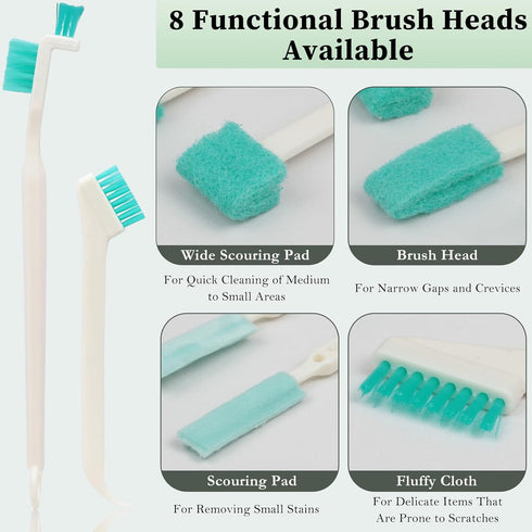 Zoolinn 8-Piece Set Small Cleaning Brush for Tight Spaces, Mini Crevice Brushes for Household Use, Ideal
