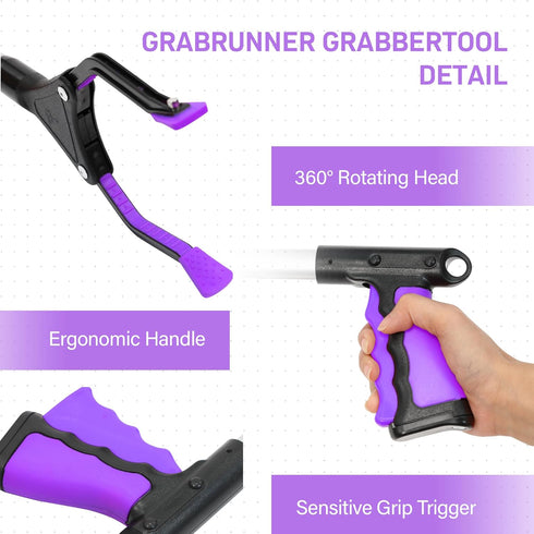32 inch GrabRunner Folding Reacher Tool with Magnet (Purple)