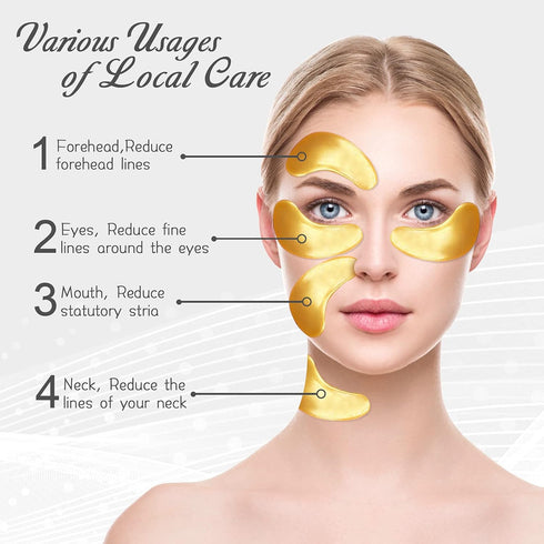 Permotary 30 Pairs Gold Gel Crystal Collagen Eye Pads, Under Eye Mask for Dark Circles, Puffy Eyes & Fine Lines, Gold