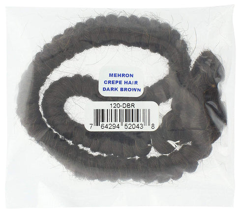 Mehron Makeup Crepe Hair, 12 Inch Extra Long Braid, Dark Brown for Special Effects Makeup