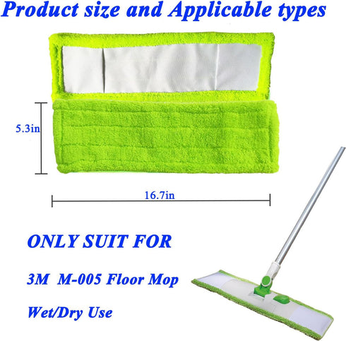 4pack Replacement Microfiber Hardwood Floor Mops, Compatible with 3M Scotch-Brite M-005 for Household Cleaning