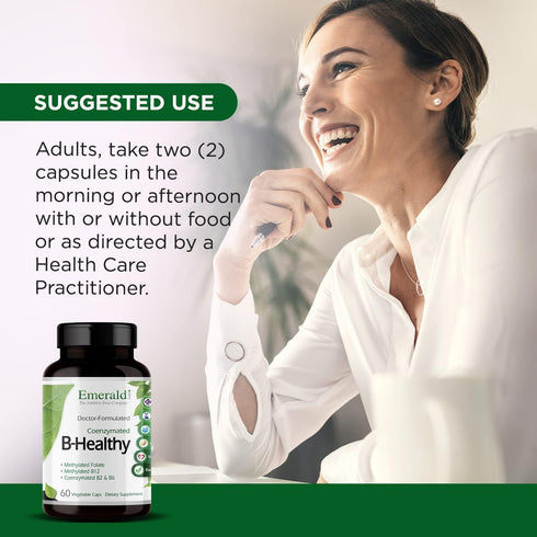 EMERALD LABS B-Healthy - Vegan Vitamin B Complex with Methylated Folic Acid & Full Spectrum B Vitamins, Supports