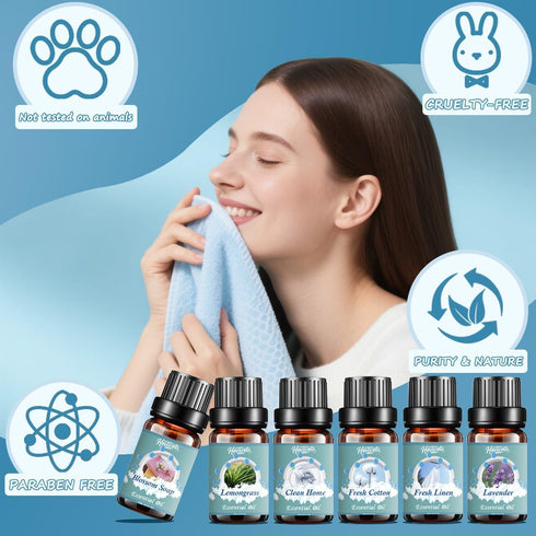 Hovacota Set, Laundry Essential Oils Diffusers Oils for Home, Clean Fragrance Scents Blends for Humidifiers, Candle