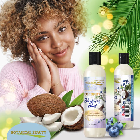 Coconut Blueberry Blast Leave-In Daily Conditioning Cream for Hair Softening, 8 Fl. Oz.