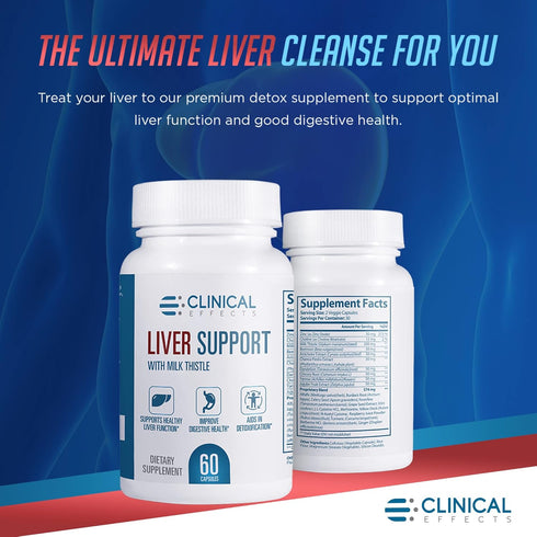 Clinical Effects Liver Support, Natural Milk Thistle and Zinc Supplement, 60 Veggie Capsules