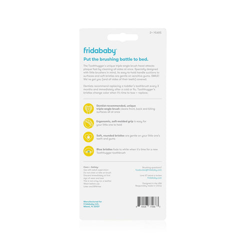 Frida Baby Triple-Angle Toothhugger Training Toddler Toothbrush | Cleans All Sides at Once | 2 Pack (Yellow + Pink).