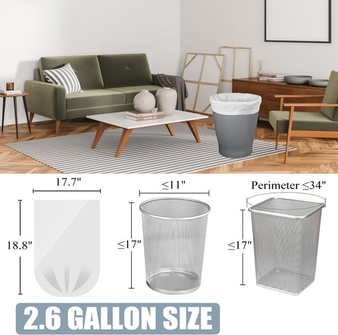108 Count Small Trash Bags, 2.6 Gallon White Liners for Bathroom Office Bedroom Kitchen
