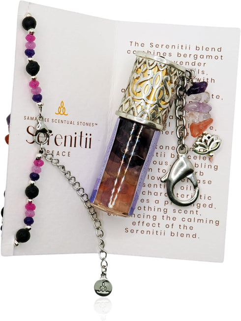 Samahdee Set: Scentual Stones Serenitii Amethyst, Lepidolite & Pink Opal Beaded Bracelet with Organic Bergamot