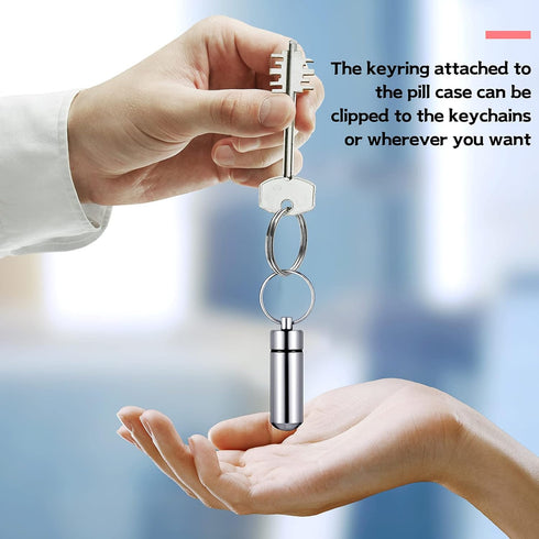 12 Pieces Portable Pill Case, Mini Waterproof Aluminum Keychain Pill Container for Medications, Vitamins, and