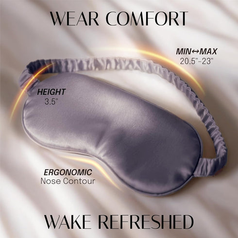 OLESILK Silk Sleep Mask Eye Mask Blindfold with Double Layer Silk Filling, Elastic Strap, Charcoal, Luxury Bag & Ear