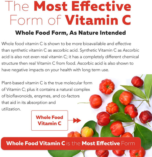 Organic Vitamin C | Whole Food Vitamin C from Fruit with Absorption Enhancing Cofactors - Vegan, 90 Servings