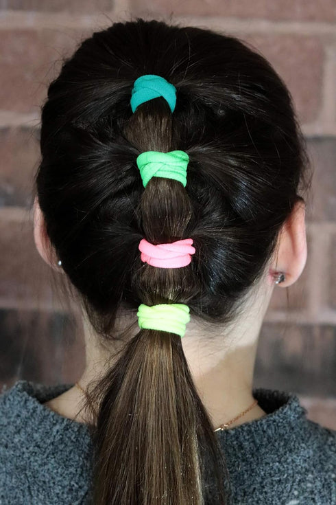 Kenz Laurenz 100 Hair Elastics, No Crease Ouchless Ponytail Holders, 4mm, Brown