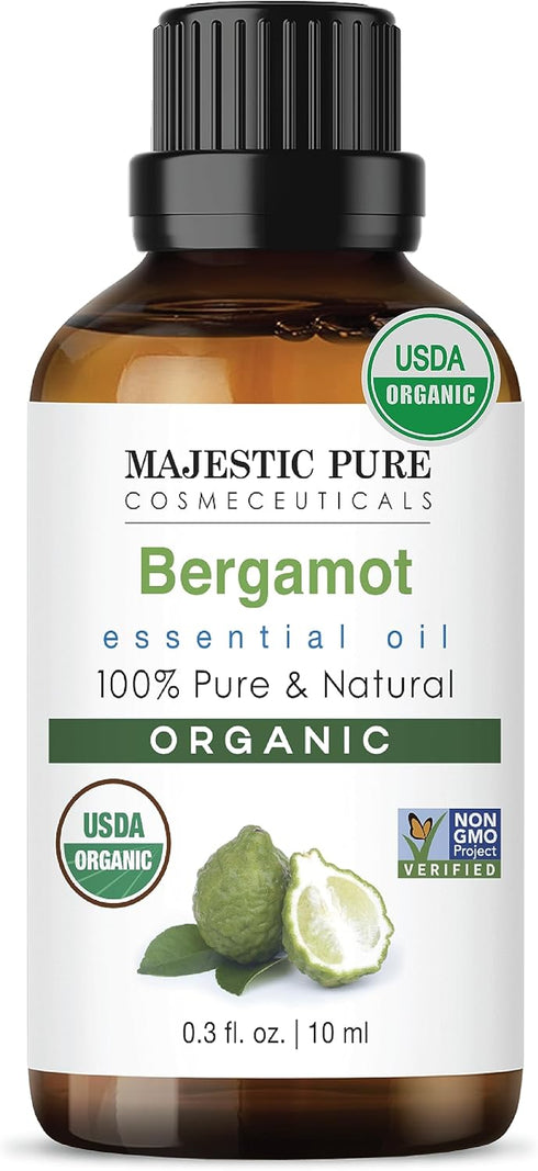 Majestic Pure USDA Organic Bergamot Essential Oil for Diffuser, 100% Organic for Skin and Aromatherapy