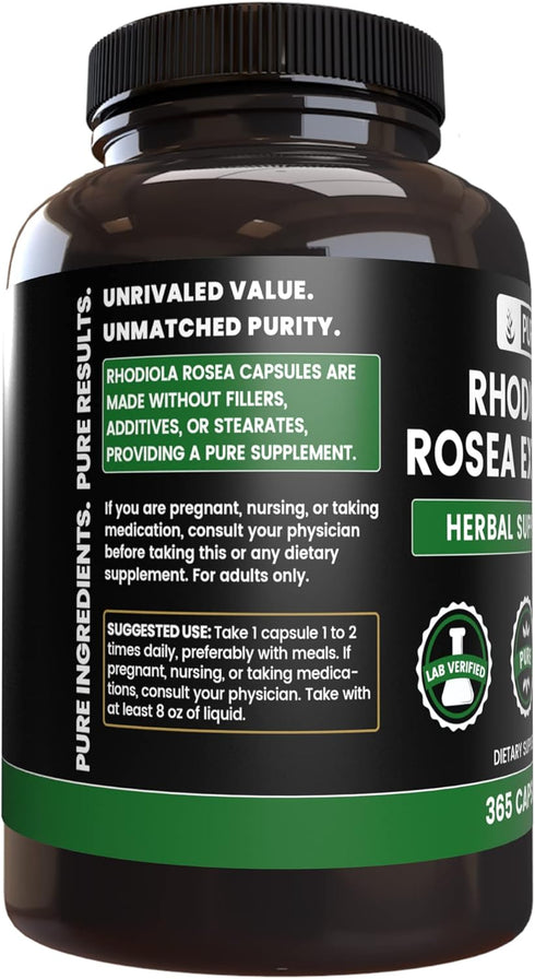 Pure Original Ingredients Rhodiola Rosea (365 Capsules) - No Fillers, Always Pure, Lab Verified