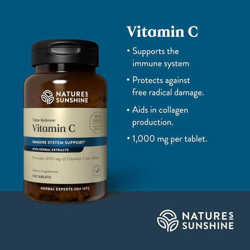 Natures Sunshine Vitamin C Time Release, 1000 mg, 120 Tablets for Immune Support and Free Radical Quenching