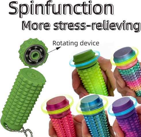 Hoey Heyi 1PC 3D Little Ouchies Pain Fidget, Hand Stim Spiky Grippe Fidget Toy Keychain with Spinning Bottom Design