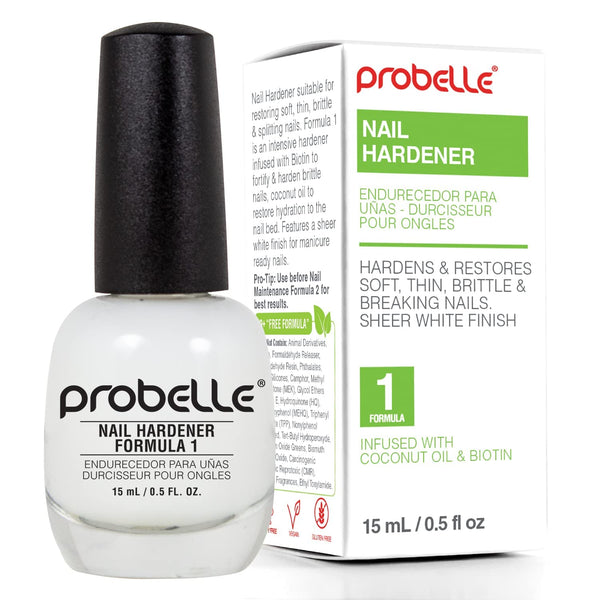 Probelle Nail Hardener Formula 1 - Extra Strong Treatment for Brittle Nails, Grows and Restores Soft, Weak Nails