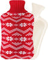 Hot Water Bag - 2 Liter Hot Water Bottle, Reusable Hot Cold Pack with Knit Cover for Pain Relief, Snowflake