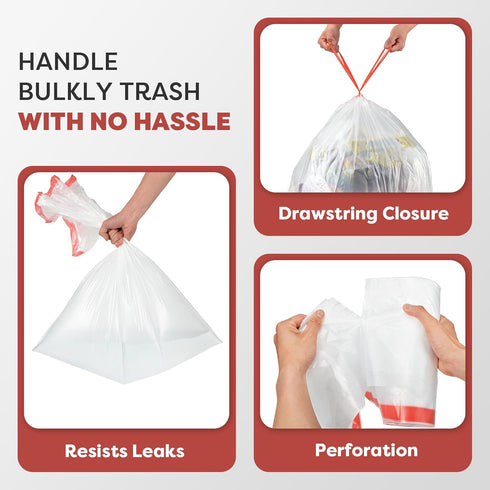 Holuwiso 21 108 Count, Commercial Gallon Trash Bags, XL-Large Garbage Bags with Drawstring, Heavy Duty Trash Can Liners