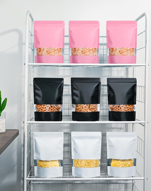100 Pack Smell Proof Bags, 5.9"x8.6" Resealable Bags with Matte Window for Packaging (Pink)