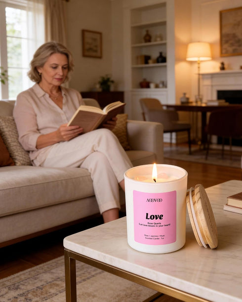 Set 4 Pack AOOVOO Mothers Day Candles for Mom - Candles for Home Scented, Aromatherapy Candle with Crystals, Gratitude