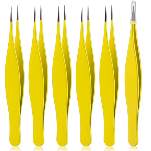 Honoson 6 Pieces Tweezers for Ingrown Hair Remover, Pointed Blackhead Remover Stainless Steel for Facial Hair